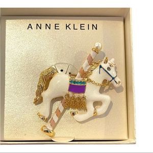 Anne Klein Carousel White Horse broach